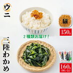 【ふるさと納税】 三陸わかめ 潮うに 無添加 150g 塩蔵わかめ 160g (80g×2袋) 冷凍 国産 ( ミョウバン不使用 無添加 冷凍 潮ウニ 塩水 うに 三陸産 国産 うに 天然 雲丹 大船渡市 うに 岩手県 ウニ丼 刺身 雲丹 ウニ おつまみ うに ご飯のお供 18000円)