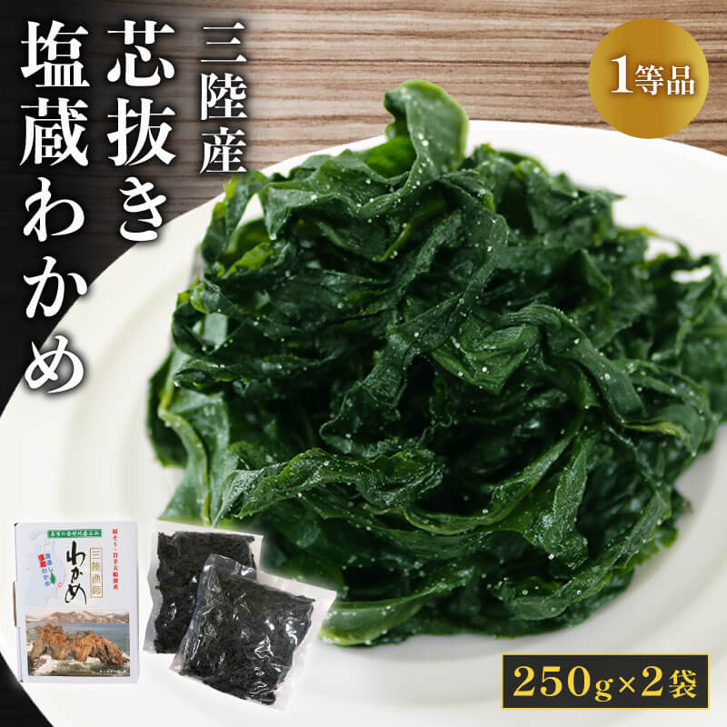 三陸わかめ 三陸産 芯抜き 塩蔵 わかめ 250g×2袋 1等品 ワカメ 5000円以下 5,000円以下