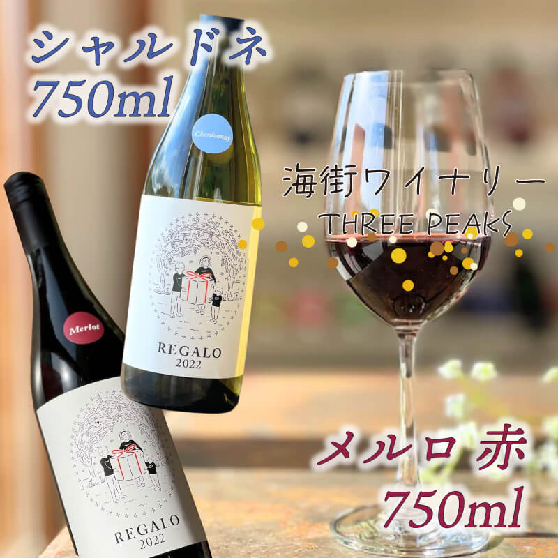 -大船渡で造るワイン- 赤白ワイン（メルロ・シャルドネ）2本セット 辛口 750ml スリーピークスワイナリー おつまみ ワイン ワインセット wine wainn ボルドー チーズ グラス 国産 大船渡 辛口ワイン ギフト 贈答品 贈り物 お土産 土産 手土産