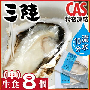 【ふるさと納税】三陸産 生食用真カキ(中)8個 ハーフシェル・CAS凍結　【魚介類・貝・魚貝類・加工食品・惣菜・牡蠣・かき・カキ・生食用】