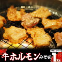 【ふるさと納税】味付け牛ホルモン 秘伝のたれ漬け みそ味 1kg（500g×2パック） 焼肉 ホルモン お肉 バーベ