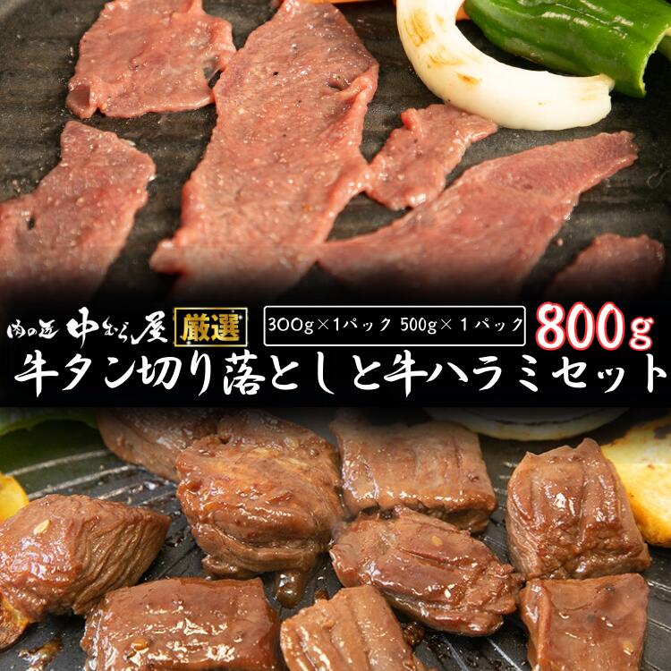 【ふるさと納税】極みの牛ハラミと 牛タン味付け切り落としセット 800g ＜肉の匠 中むら屋厳選＞牛ハラミ 牛タン お肉 新着 牛肉 肉 焼肉 タン先 塩牛タン 冷凍 真空パック 味付け肉　新着のサムネイル