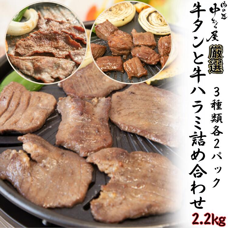 【ふるさと納税】牛タンと牛ハラミの味付肉詰め合わせ2.2kg