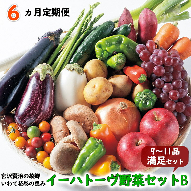 19位! 口コミ数「0件」評価「0」《定期便6ヶ月》 イーハトーヴ野菜B 満足セット 6回(9～11品) 詰め合わせ 旬 冷蔵 ふるさと納税 野菜 定期便