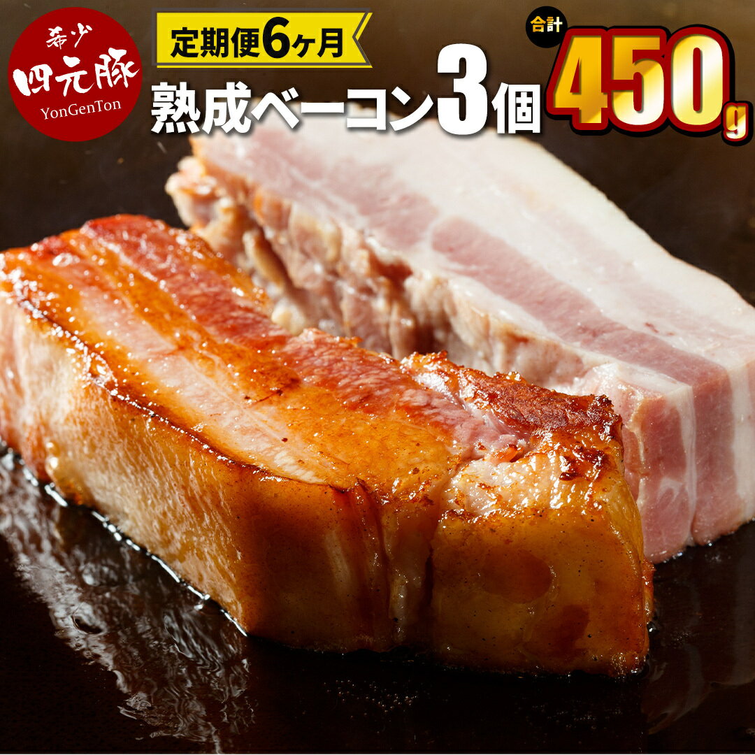 ベーコン 【ふるさと納税】 【6カ月定期便】岩手県産 四元豚 熟成ベーコンブロック150g×3個 【GIFTON】 ギフト お肉 豚肉 贈答