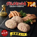 【ふるさと納税】【定期便6ヶ月】四元豚 グルメセットA 3種 750g (生ウィンナー2種・生ハンバーグ) ギフト お肉 贈答