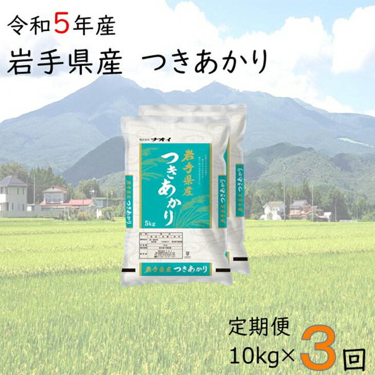 [3ヶ月定期便]令和5年産 岩手県産つきあかり10kg(5kg×2袋) 新米 お米 ふるさと納税 米 定期便