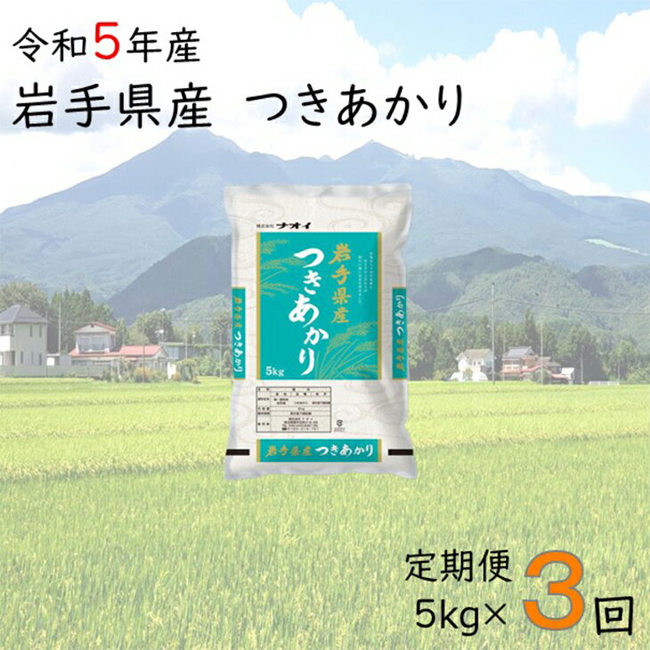 [3ヶ月定期便]令和5年産 岩手県産つきあかり 5kg 15kg ふるさと納税 米 定期便 お米