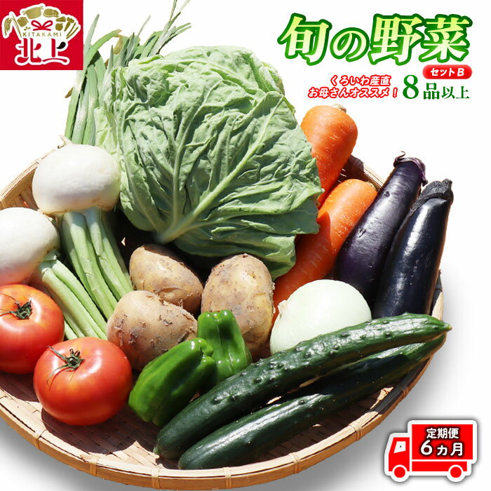 楽天岩手県北上市【ふるさと納税】【定期便 / 6ヵ月】旬の 野菜 セット B（8品以上）くろいわ産直のお母さんおすすめ！ 産直 直送 野菜 根菜 山菜 新鮮 フレッシュ旬の野菜 採れたて 岩手県産 北上産 黒岩産 黒岩産地直売所 あすの黒岩を築く会