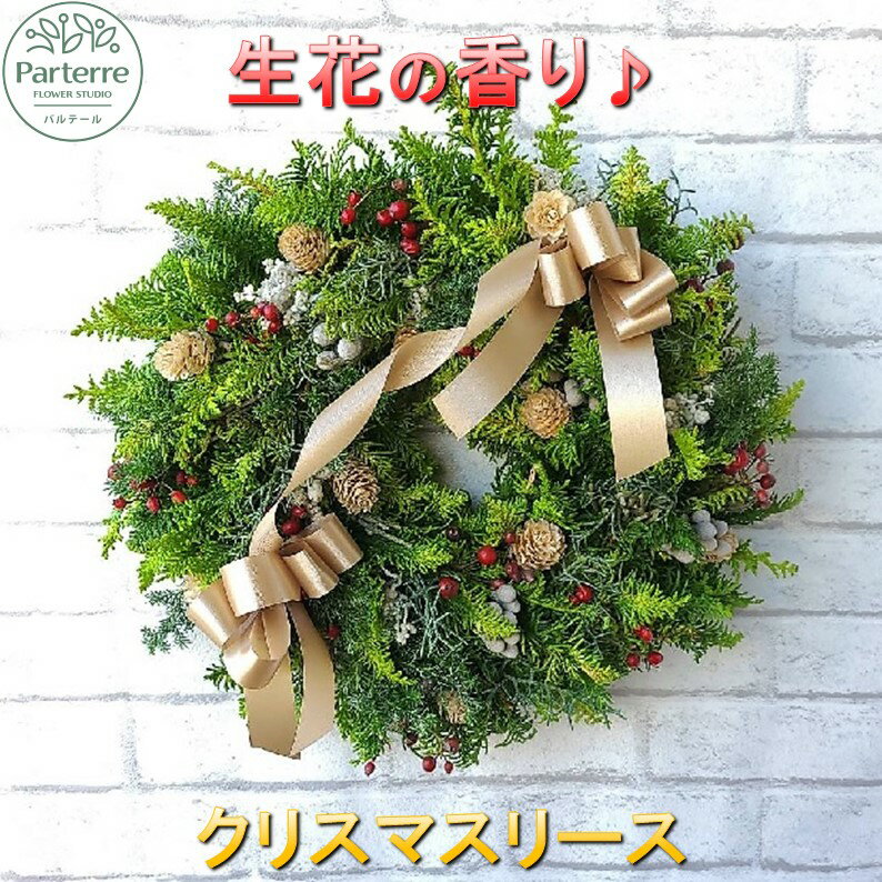 【ふるさと納税】花 冬支度が楽しくなる♪ クリスマス リース 天然素材 壁掛け ナチュラル インテリア ハンドメイド クリスマス 装飾 ギフト プレゼント 年内発送 花工房パルテール※12月17日までの申し込みで〜12月23日までに出来次第お届け致します。