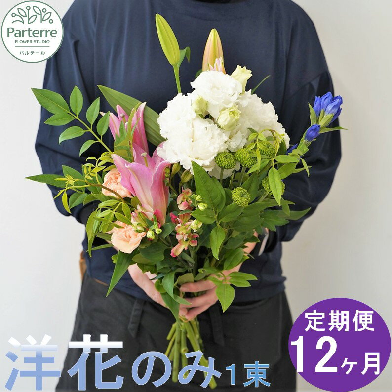 【ふるさと納税】定期便/12ヶ月 花 お供えのお花 洋花のみ使用 1束 パルテール便り付き 命日 法事 秋...