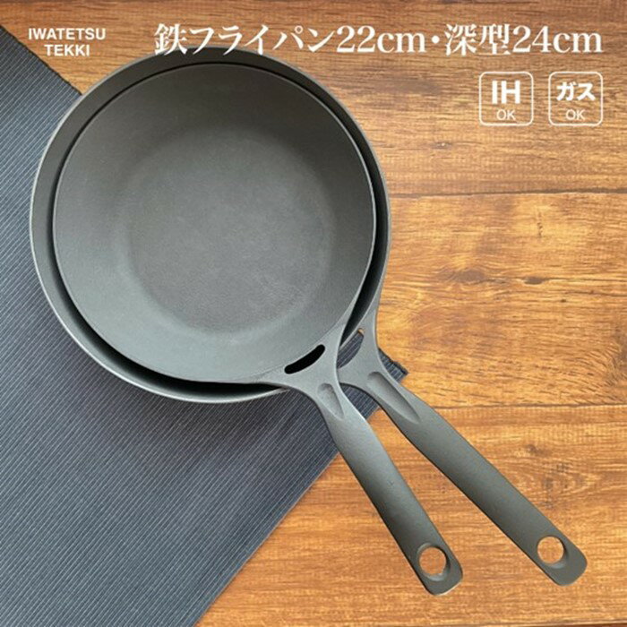 岩鉄鉄器 ダクタイル ディープパン24 ＆ ダクタイルパン22 セット 鉄