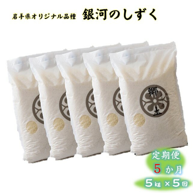 『予約受付/令和6年産 』5ヶ月 定期便 毎月 5kg 銀河のしずく2024年11月発送開始 400年続く農家が育てた菅野家のお 米 白米 精米 2023年 減農薬 岩手県 オリジナル品種 菅野俊