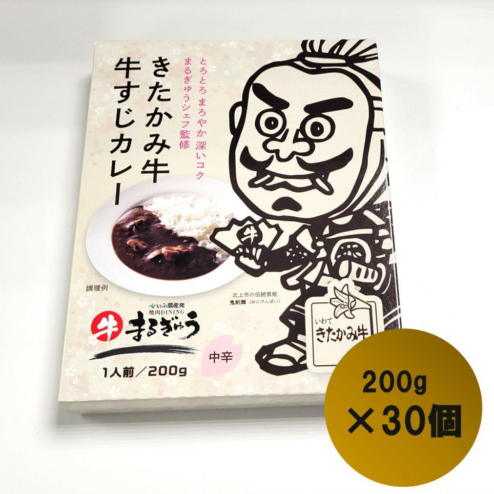 2位! 口コミ数「0件」評価「0」 きたかみ牛 牛すじ カレー （ 200g × 30個 ）中辛 タイプ レトルト カレー 黒毛 和牛 西部開発農産 備蓄 防災