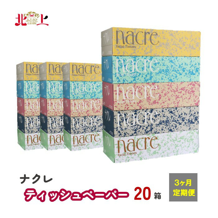 【ふるさと納税】定期便 3か月 連続 ナクレ ティッシュペーパー 5箱×4(20箱)×3か月＋障がい者支援※時間指定不可※ 日用品 まとめてお届け ナクレ 無香料 生活必需品 消耗品 三菱 人気 まとめ買い 毎月お届け 3ヶ月 《11月末で受付終了！》