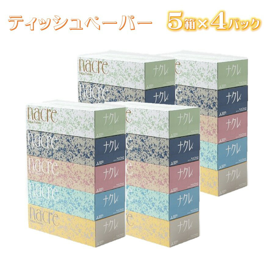 【ふるさと納税】ナクレ ティッシュペーパー 5箱 × 4セット 20箱 をまとめてお届け 障がい者 支援 型返礼品 ※時間指定不可※ ティッシュ BOXティッシュ 4パック セット ナクレ 日用品 消耗品 福祉支援施設 北上 アビリティー センター