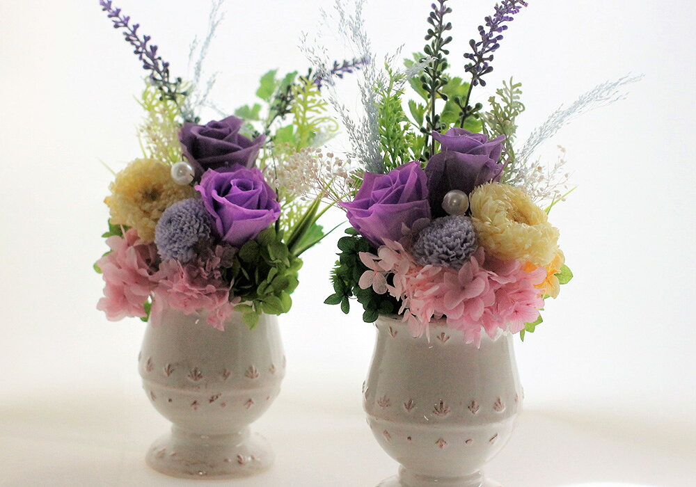 【ふるさと納税】空気をきれいする 水のいらない 季節の仏花(左右2本)一対 アート フラワー 光触媒 花 お盆 お供え [3]