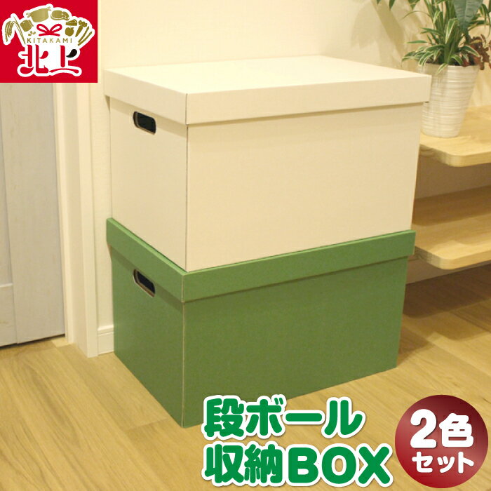 カラフル!段ボール 収納 BOX 2色セット インテリア 子供部屋 片付け ダンボール 軽量 蓋つき 組立簡単 大掃除 断捨離 オフィス ごえん 株式会社