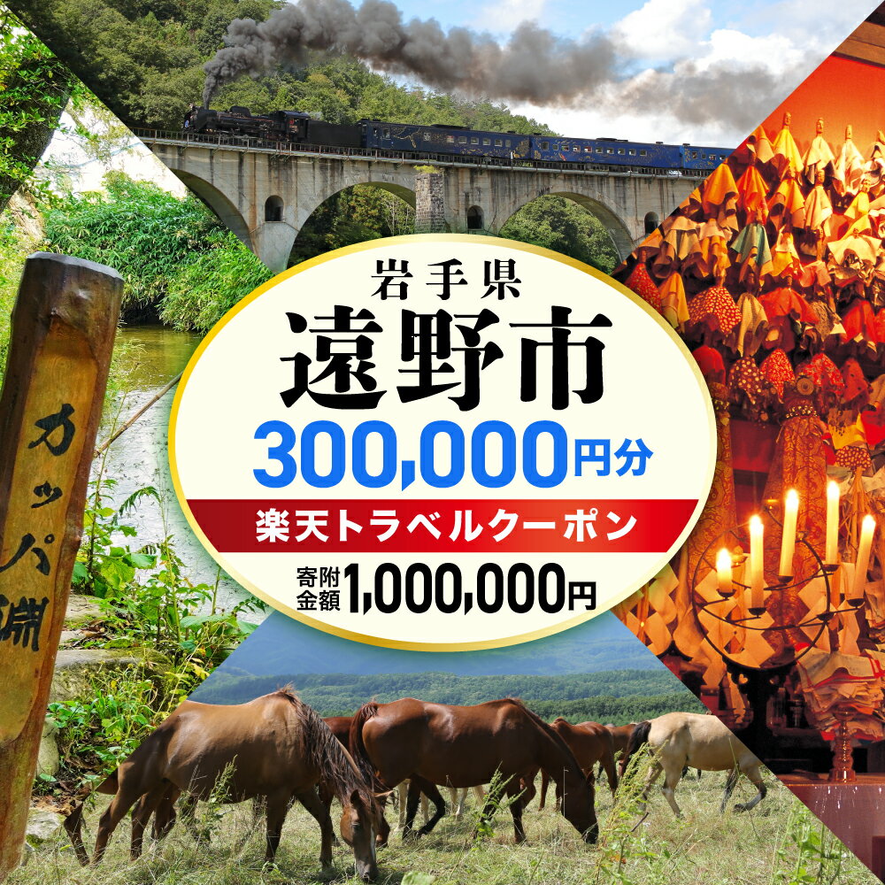 【ふるさと納税】岩手県 遠野市 の対象施設で使える 楽天 トラベルクーポン 300,000円分 寄附額1,000,000円 国内 旅行 観光 ホテル 宿泊 宿 クーポン チケット 東北 岩手 ふるさと 遠野 物語