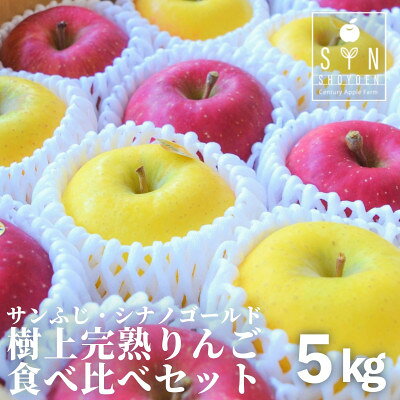 【ふるさと納税】松陽園 樹上完熟 りんご 食べ比べセット サンふじ シナノゴールド 合計 5kg 農家直送 先行予約【1768870】