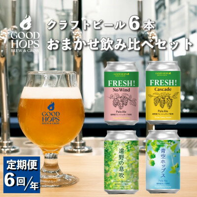名称 【発送月固定定期便】クラフトビール おまかせ 6本セット GOOD HOPS全6回 保存方法 冷蔵 発送時期 【1回目】発送月の前月20日までのお支払いで発送月上旬より順次発送【2回目以降】発送月上旬より順次発送 提供元 GOOD　HOPS 配達外のエリア 離島 お礼品の特徴 発送月固定の定期便です。 ビールの里・岩手県遠野市。 古くからホップ栽培が盛んなこの地に、2025年春、新たな醸造所『GOOD HOPS』が誕生しました。 そのクラフトビールづくりは、ホップの栽培や、まだ見ぬおいしさを求めて新品種を開発するといった「育てる」ところから始まります。 遠野産ホップ100%の商品や、GOOD HOPSオリジナル新品種を用いたものなど、日本有数のホップ産地である遠野だからこそ実現した、個性豊かなラインナップが揃っています。 最新の加工技術で引き出されたホップの鮮烈な香りと、雑味のないクリアで奥行きのある味わいを、ぜひご自宅でお楽しみください。 季節や仕込みによって顔ぶれが変わる、一期一会のラインナップです。どの商品が届くか、箱を開ける瞬間のワクワク感も一緒にお届けします。 ■生産者の声 【日本産ホップの再興に挑み続ける】 岩手県遠野市でのホップ栽培は、1963年に始まりました。 近年、クラフトビールの広がりとともにホップへの注目は高まっていますが、日本産ホップの生産量は年々減少し、今や消滅の危機に瀕しています。 遠野市においても、生産量はピーク時の7分の1にまで落ち込み、日本全体で見ても、ホップの自給率は5%未満、生産農家の数も100戸を下回っています。 私たちは、この長く続いてきたホップ栽培を守り、未来へとつなげるために、GOOD HOPSを立ち上げました。 【日本産ホップの未来を切り拓く醸造所に】 私たちは、栽培、研究開発、醸造という一連の取り組みを通じて、日本産ホップの可能性を広げていきます。 また、ビールの製造によって生まれた利益を栽培現場に再投資しながら、日本産ホップの再興に挑み続けます。 そしてこの挑戦を通じて、地域に新たな産業を生み出し、より良い未来の実現を目指しています。 ■お礼品の内容について 1月 クラフトビール GOOD HOPS おまかせ 飲み比べ 6本 セット 3月 クラフトビール GOOD HOPS おまかせ 飲み比べ 6本 セット 5月 クラフトビール GOOD HOPS おまかせ 飲み比べ 6本 セット 7月 クラフトビール GOOD HOPS おまかせ 飲み比べ 6本 セット 9月 クラフトビール GOOD HOPS おまかせ 飲み比べ 6本 セット 11月 クラフトビール GOOD HOPS おまかせ 飲み比べ 6本 セット ・クラフトビール (発泡酒) おまかせ 飲み比べ 6本セット[350～360ml×6本] 　　製造地:岩手県遠野市 　　賞味期限:製造日から最短3ヶ月 ■原材料・成分 麦芽・ホップ アレルギー特定原材料8品目:小麦 ※固定セットではないため、アレルギー表示が異なる場合がございます。 詳細は表示ラベルでご確認ください。 ■注意事項/その他 ※商品画像は一例です。また、グラスは付属しませんのでご了承ください。 ※お届けする種類の内容は、お申込時のラインナップからおまかせでのご用意となります。 ※ご希望の銘柄の指定はできません。また、同銘柄を含む場合もあります。 ※銘柄によって内容量が350mlまたは360mlとなります。 ※要冷蔵保存 3 当該地方団体の区域内において返礼品等の製造、加工その他の工程のうち主要な部分を行うことにより相応の付加価値が生じているものであること。 ■定期便に関するご注意 ※寄付申し込み後に発送時期の変更はできません。 ※寄付先自治体や提供事業者の事情や天候、交通事情その他の事情等により、お礼品の調達および発送に支障が生じた場合には、お届けが遅れることがあります。あらかじめご了承ください。 ※提供元の都合により、年末年始等の長期休業期間を避けて配送することがあります。 ※発送される曜日は、回ごとに変わる場合があります。 ・ふるさと納税よくある質問はこちら ・寄附申込みのキャンセル、返礼品の変更・返品はできません。あらかじめご了承ください。 【関連キーワード】 季節のご挨拶に お正月 賀正 新年 新春 初売り 年賀 成人式 成人祝 節分 バレンタイン ひな祭り ホワイトデー 卒業式 卒業祝い 入学祝 お花見 ゴールデンウィーク GW こどもの日 端午の節句 お母さん ママ 母の日 お父さん パパ 父の日 七夕 初盆 お盆 お中元 御中元 中元 お彼岸 残暑御見舞 残暑見舞い 敬老の日 おじいちゃん 祖父 おばあちゃん 祖母 寒中お見舞い クリスマス お歳暮 御歳暮 ギフト プレゼント 贈り物 セット 日常の贈り物に お見舞い 退院祝い 全快祝い 快気祝い 快気内祝い ご挨拶 ごあいさつ 引っ越しご挨拶 引越しご挨拶 お宮参り御祝 合格祝い 進学内祝い 成人式 御成人御祝 卒業記念品 卒業祝い 御卒業御祝 入学祝い 入学内祝い 小学校 中学校 高校 大学 就職祝い 社会人 幼稚園 入園内祝い 御入園御祝 お祝い 御祝い 内祝い 金婚式御祝 銀婚式御祝 御結婚お祝い ご結婚御祝い 御結婚御祝 結婚祝い 結婚内祝い 結婚式 引き出物 引出物 引き菓子 御出産御祝 ご出産御祝い 出産御祝 出産祝い 出産内祝い 御新築祝 新築御祝 新築内祝い 祝御新築 祝御誕生日 バースデー バースデイ バースディ 七五三御祝 753 初節句御祝 節句 昇進祝い 昇格祝い 就任 お供え 法事 供養 法人・企業様に 開店祝い 開店お祝い 開業祝い 周年記念 異動 栄転 転勤 退職 定年退職 挨拶回り 転職 お餞別 贈答品 景品 コンペ 粗品 手土産 寸志 歓迎 新歓 送迎 歓送迎 新年会 二次会 忘年会 記念品 関連キーワード 楽天ふるさと納税 ふるさと納税 ふるさと 39ショップ買いまわり 39ショップ キャンペーン 買いまわり 買い回り 買い周り お買い物マラソン マラソンセール SS 楽天スーパーセール スーパーセール スーパーSALE SS スーパーセール 人気 ランキング コロナ コロナ支援 お試し 贈答 贈答用 国産 年内 送料無料このお礼品は以下の地域にはお届けできません。 ご注意ください。 離島