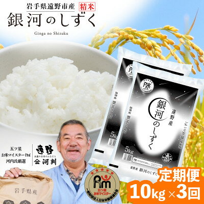 【ふるさと納税】【毎月定期便】遠野産 銀河のしずく 精米 10kg 河判全12回【4081717】
