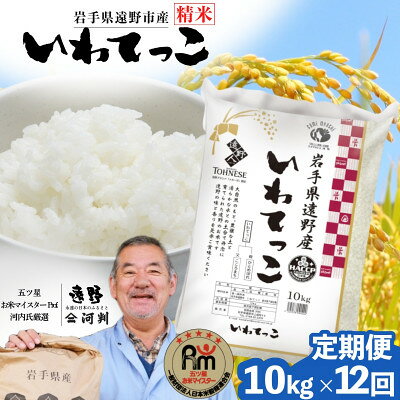 【ふるさと納税】【毎月定期便】岩手県 遠野産 いわてっこ 精米 10kg 河判全12回【4089954】