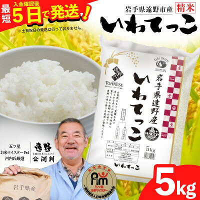 [令和7年産]いわてっこ(精米) 岩手県遠野市産 5kg/10kg 河判[G1702590]