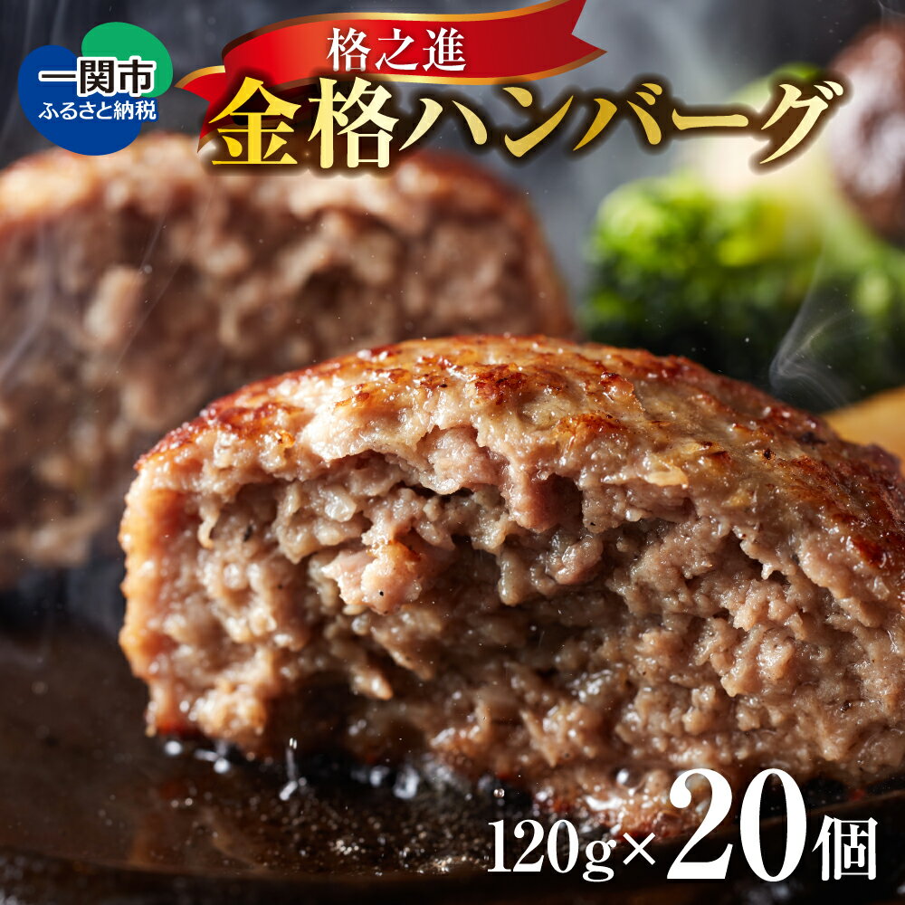 1位! 口コミ数「1件」評価「5」 格之進 金格 ハンバーグ 2.4kg ( 120g × 20個 ) セット 【 プレミアム 無添加 国産 牛肉 豚肉 白金豚 肉 肉汁 冷･･･ 