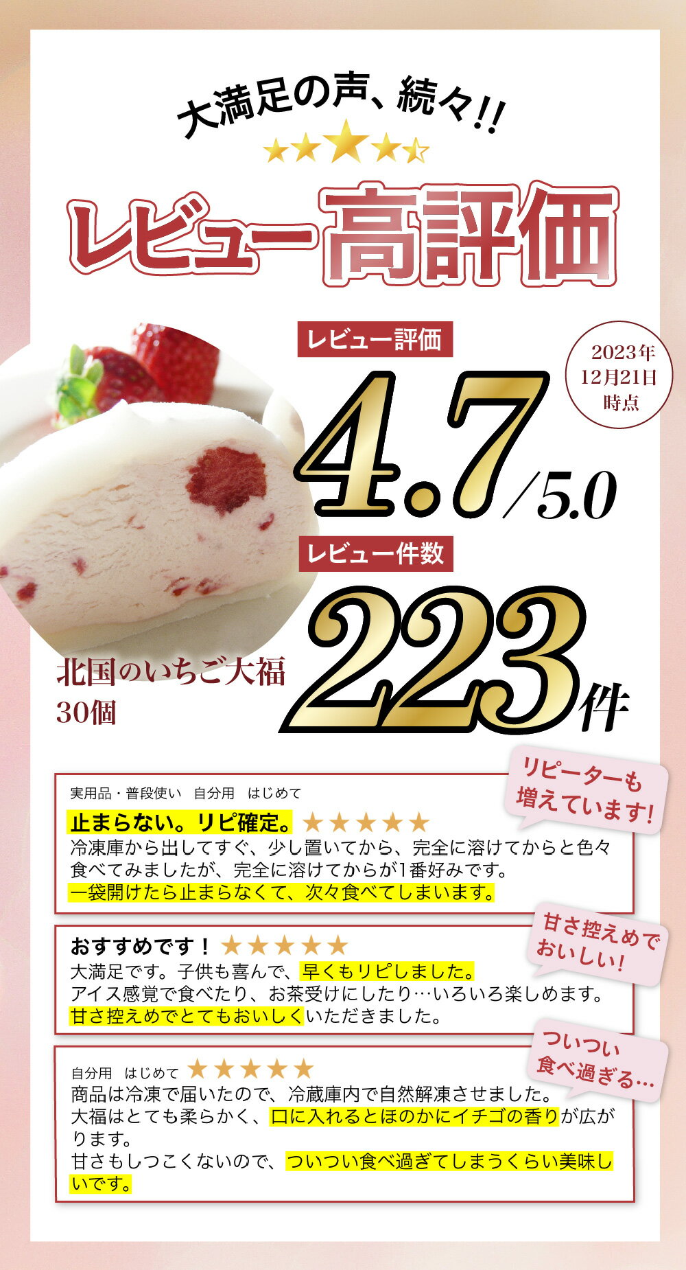 【ふるさと納税】訳あり 生クリーム いちご大福 30個 アイス 感覚の半解凍 おすすめ！ 北国のいちご大福 小分け (40g×30個) 【 スイーツ お菓子 冷凍 個包装 いちご 苺 イチゴ おやつ 大福 洋菓子 おためし 人気 クリーム大福 バレンタイン 岩手県 一関市 田代製菓 】