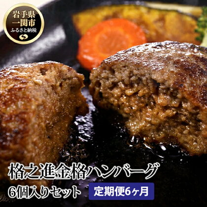 【 定期便 6ヶ月 】 格之進 金格ハンバーグ 120g×6個 【 定期 プレミアム 無添加 高級 国産 牛肉 豚肉 白金豚 肉 肉汁 ジューシー お弁当 お惣菜 簡単調理 小分け 個包装 贈答品 贈り物 ギフト お取り寄せ 冷凍 人気 岩手 一関 】1月30日より寄附額改定