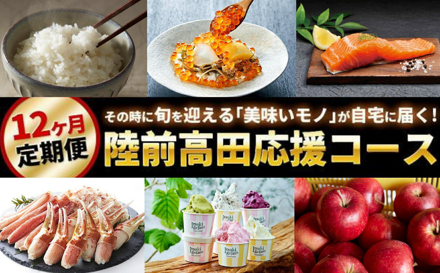 【ふるさと納税】12回 定期便 陸前高田 応援 コース プレミアムセット [ いくら サーモン 鮭 甘酒 焼豚 お菓子 コーヒー 鮮魚 メンチカツ うに ウニ ...