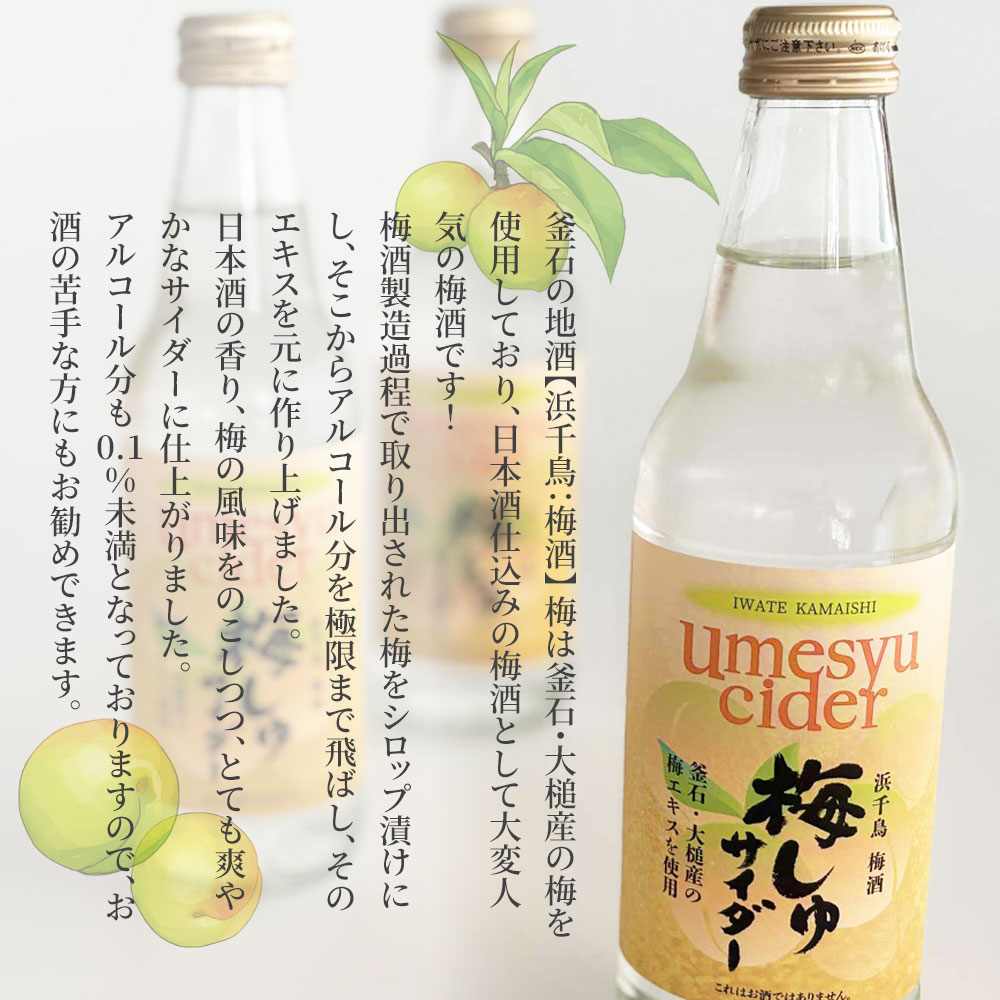 【ふるさと納税】 梅しゅサイダー 340ml 24本 ※お酒ではありません※ サイダー ご当地サイダー 浜千鳥 梅酒 梅 釜石・大槌産 梅エキス 釜石振興開発 岩手県 釜石市