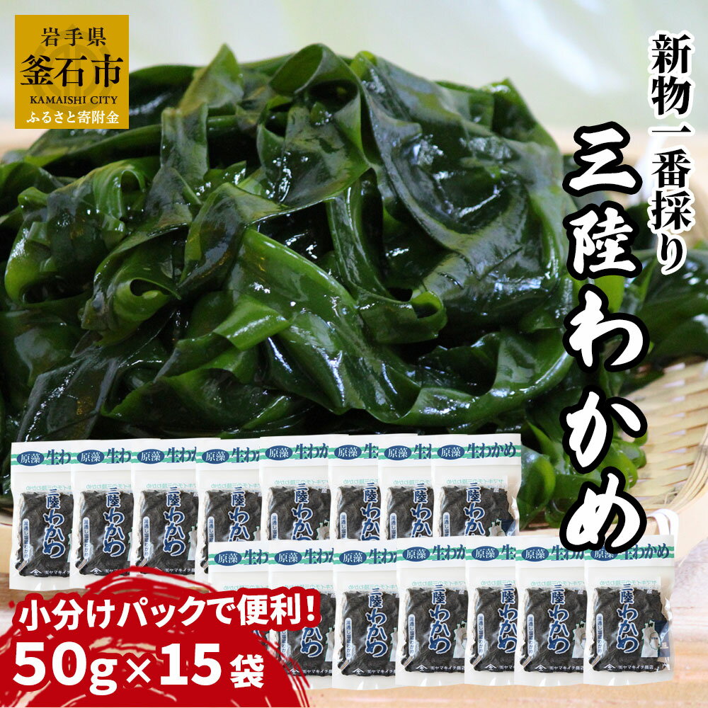 【ふるさと納税】 高評価 ★5 新物一番採り袋わかめ (塩蔵わかめ）50g×15 小分け 長期保存 三陸産 わか...