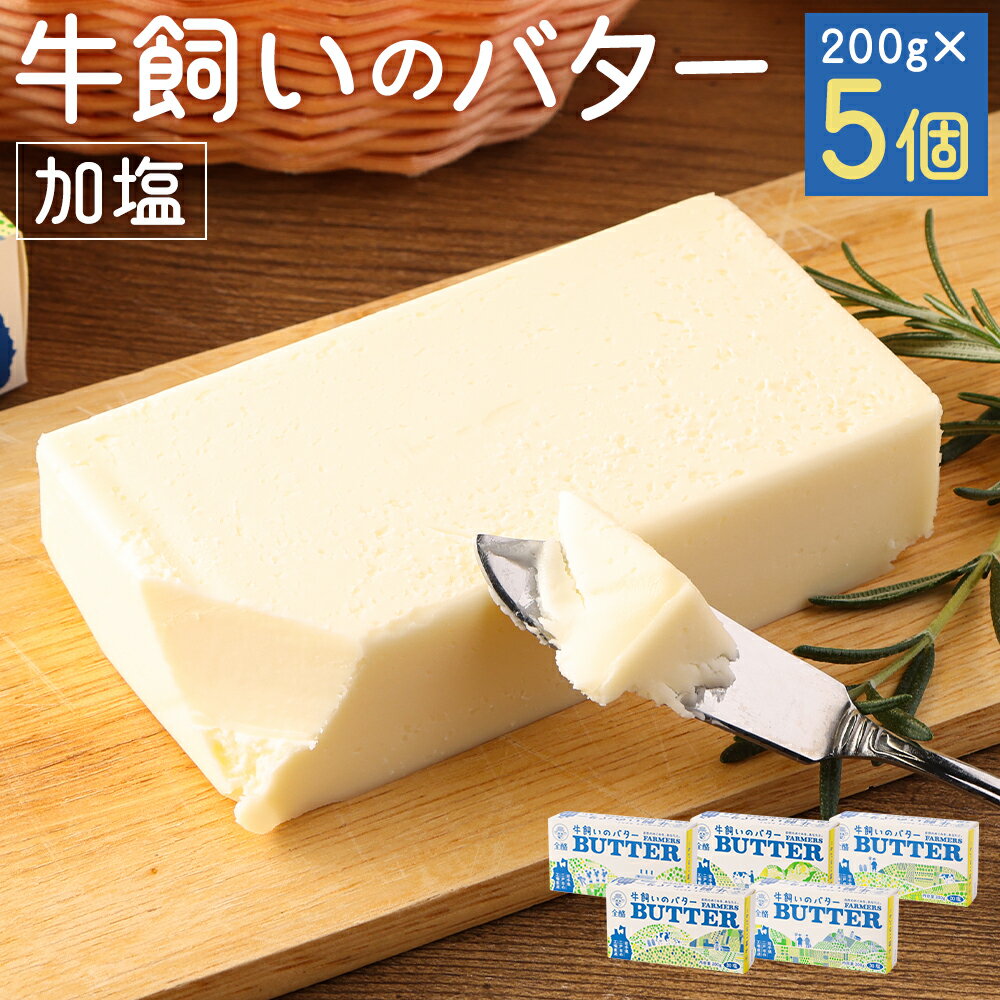 【ふるさと納税】牛飼いのバター 加塩 200g×5個 合計1kg バター 白いバター 有塩 乳製品 冷蔵 国産 二戸市 岩手県 送料無料