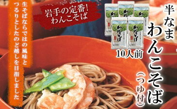 【ふるさと納税】北舘製麺／半なまわんこそば 10人前 (KW-B) つゆ付 めんつゆ 椀子蕎麦 ソバ 半生蕎麦 石臼挽き 自社製粉 名物 盛岡三大麺 ギフト 贈答 岩手県 八幡平市 送料無料 O-022