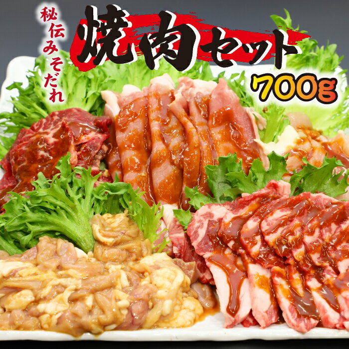 肉のささき 秘伝のみそだれ 焼肉セット 5種類 計700g / 食べ比べ 味付き 小分け 牛カルビ 豚ロース 鶏むね ラム肉 豚ホルモン 焼肉 焼き肉 BBQ バーベキュー 肉炒め 味付け肉 味噌 みそだれ 牛肉 豚肉 鶏肉 羊肉 ラム 簡単調理 岩手県 八幡平市 送料無料