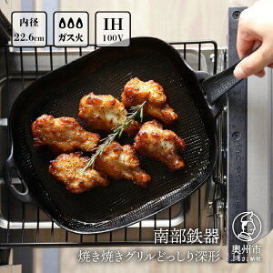 【ふるさと納税】 南部鉄器 焼き焼きグリルどっしり深形 【OIGEN 作】 伝統工芸品 鉄フライパン グリルプレート 鉄板 キッチン用品 食器 日用品 調理器具 アウトドア キャンプ用品 [Z0022]