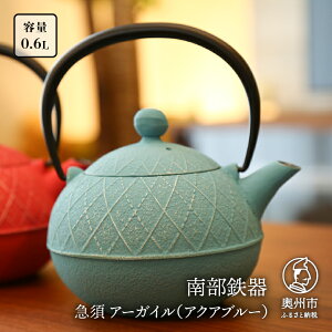 【ふるさと納税】 南部鉄器 急須 アーガイル アクアブルー 0.6L【及春鋳造所 作】 伝統工芸品 キッチン用品 食器 日用品 雑貨 [Y0040]