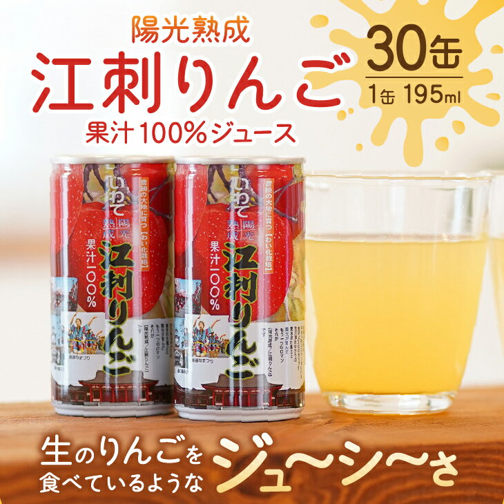 【ふるさと納税】 陽光熟成江刺りんごジュース (195ml×30缶) 江刺産サンふじ使用 ストレート果汁100％[A0048]