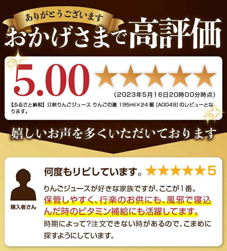 【ふるさと納税】 江刺りんごジュース りんごの滴（パウチタイプ） 江刺産サンふじ、王林使用 195ml×24個 ストレート果汁100%[A0049]