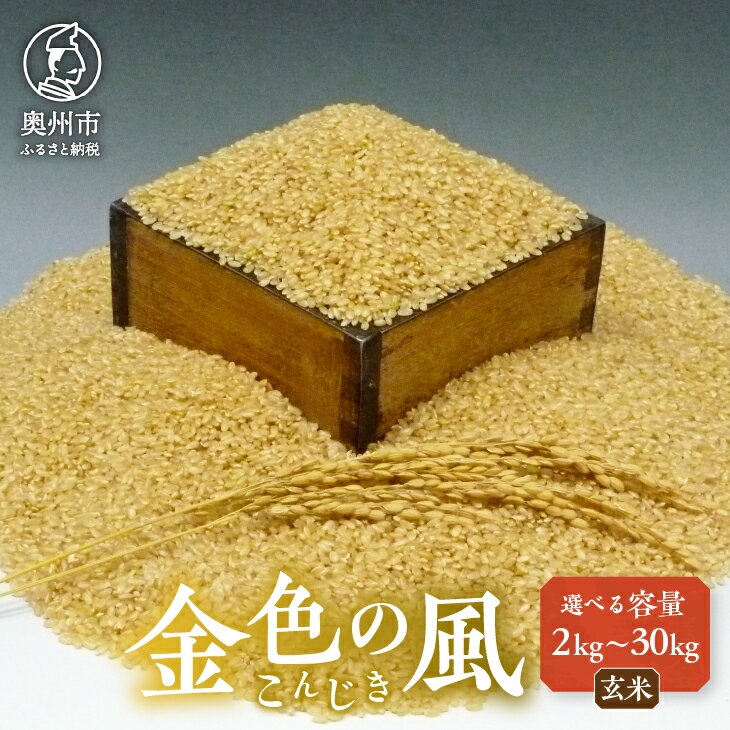 新登場の高級米 令和5年産 岩手県奥州市産 金色の風 玄米 選べる内容量 2kg〜30kg [7日以内発送][AC027]