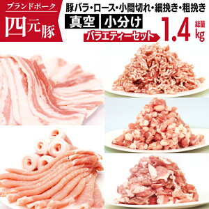 【ふるさと納税】 豚肉 四元豚 おすすめ ありすぽーく 使い切り バラエティ 小分け セット 総量1400g / ぶた 豚小間 豚バラ ロース 挽き肉 ひき肉 小間切れ こま切れ 切り落とし 肉 個包装 真空パック トレーなし 時短 送料無料 精肉 国産 ポーク 炒め物 焼肉 岩手県 滝沢市