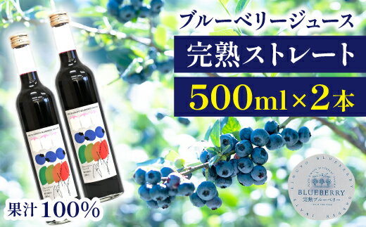 ブルーベリー シューズ フルーツジュース ストレート 果汁100% ブルーベリージュース 500ml×2本セット 合計1,000ml 濃厚 果物 フルーツ 自社農園 濃厚 果実飲料 果物 くだもの ドリンク [岩手林業株式会社] 岩手県 滝沢市 送料無料