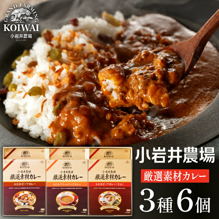 【ふるさと納税】 小岩井農場 厳選素材 カレー ディナー セット ／ 3種 計6食 レトルトカレー ビーフカレー クリームチーズカレー 中辛 辛口 レトルト カレーライス 贈答用 ギフト 父の日 母の日 誕生日 プレゼント 長期保存 常温保存 備蓄 便利 人気 岩手県 雫石町 送料無料