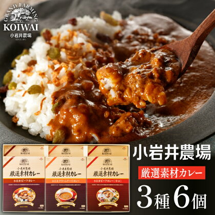 小岩井農場 厳選素材 カレー ディナー セット ／ 3種 計6食 レトルトカレー ビーフカレー クリームチーズカレー 中辛 辛口 レトルト カレーライス 贈答用 ギフト 父の日 母の日 誕生日 プレゼント 長期保存 常温保存 備蓄 便利 人気 岩手県 雫石町 送料無料