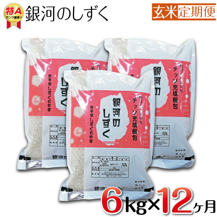 【ふるさと納税】 銀河のしずく 玄米 6kg 6キロ 12ヶ