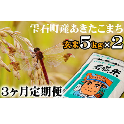 あきたこまち 玄米 10kg 10キロ （5kg×2袋） 3ヶ月 定期便 ／ 東北 岩手県 雫石町 お米 米 ご飯 ごはん こめ コメ ライス ふっくら つやつや 国産 人気 健康食 お取り寄せ 特産品 単一原料米 水分含量高め 農家直送 産地直送 送料無料 わかふじ農産