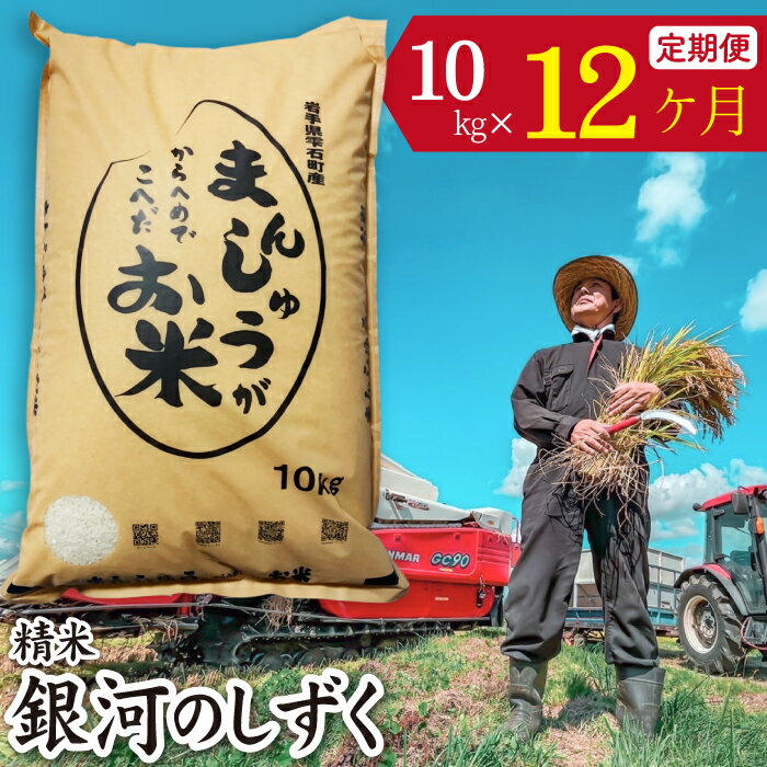 【ふるさと納税】◆定期便12ヶ月◆ 銀河のしずく 精米 10kg 10キロ 総量120kg 120キロ GAP認証 藤原米製作所 岩手県 雫石町 米 産地直送 送料無料 新米 先行予約 BZ-010