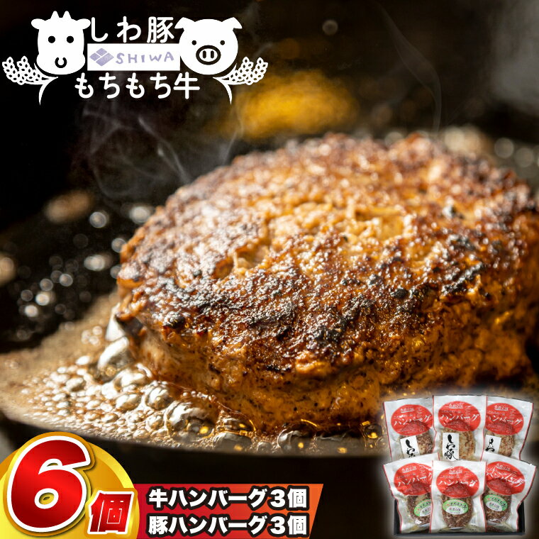 ＼オリジナルソース付き/ 黒毛和種 しわ もちもち牛入りハンバーグ 3個 しわ豚ハンバーグ 3個 食べ比べセット (合計6個)